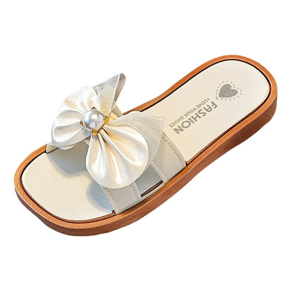 adviicd Unisex Slides for Girls Boys Comfortable Slippers Slides Non-slip Shower Shoes House Fashion Thick for Indoor & Outdoor Gifts (White,2.5)