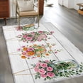 thumbnail image 2 of Pink Spring Floral Area Rugs 3'x5', Washable Small Throw Rugs for Living Room Bedroom, Wooden Elegant Farmhouse Botanical Indoor Outdoor Rug Non-Slip Low Pile Carpet Runner Reversible Floor Mats, 2 of 8
