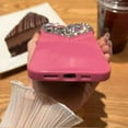 thumbnail image 3 of Glitter Case for iPhone 15, Cute 3D Heart Design with Crystal Diamond Rhinestone Bling Sparkly Camera Soft Silicone Shockproof Women Girls Slim Protective Phone Case for iPhone 15 6.1" (Pink), 3 of 4