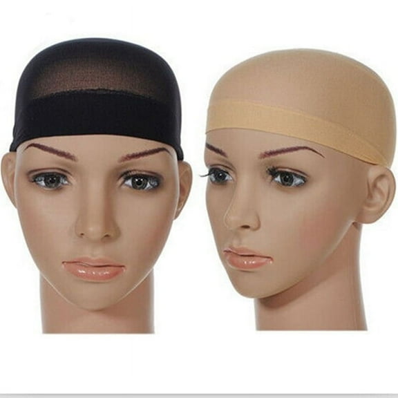 Deluxe Wig Cap Hair Net for Weave 4 Pieces/Pack Hair Wig Nets Stretch Mesh Wig Cap for Making Wigs Free Size(Black&Skin Tone)