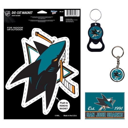 WinCraft San Jose Sharks 4-Pack Key Rings and Magnets Set WinCraft San Jose Sharks 4-Pack Key Rings and Magnets Set
