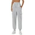 thumbnail image 4 of BODOAO Women's Sweatpants Baggy Cotton High Waisted Cinch Bottom Joggers with Pockets Casual Cute Lounge Workout Sweat Pants Thin Loose Sweatpants Comfortable Pants Sweatpants Light Ashy L, 4 of 9