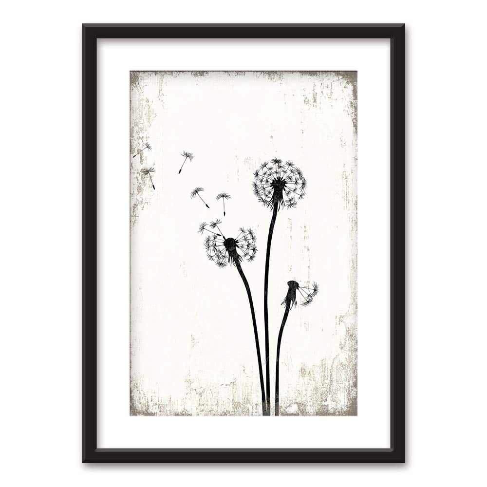 Wall26 Framed Wall Art Dandelion In Black White Black Picture