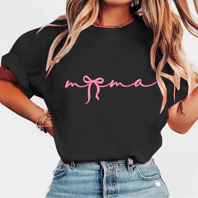 LOVZFMLL Hauts d'Été pour Femmes Mode d'Été Imprimé Manches Courtes Blouse Col Rond