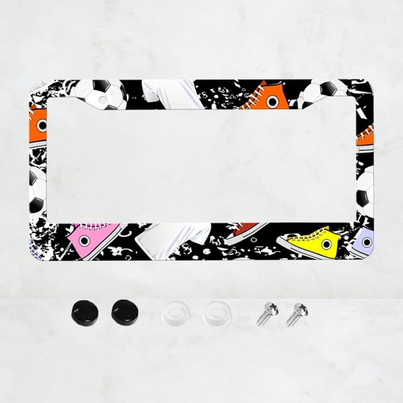 A variety of black license plate frames for shoes, front and rear license plate covers, aluminum license plate frames, 2-hole universal license plates, 1 piece,12x6 Inches