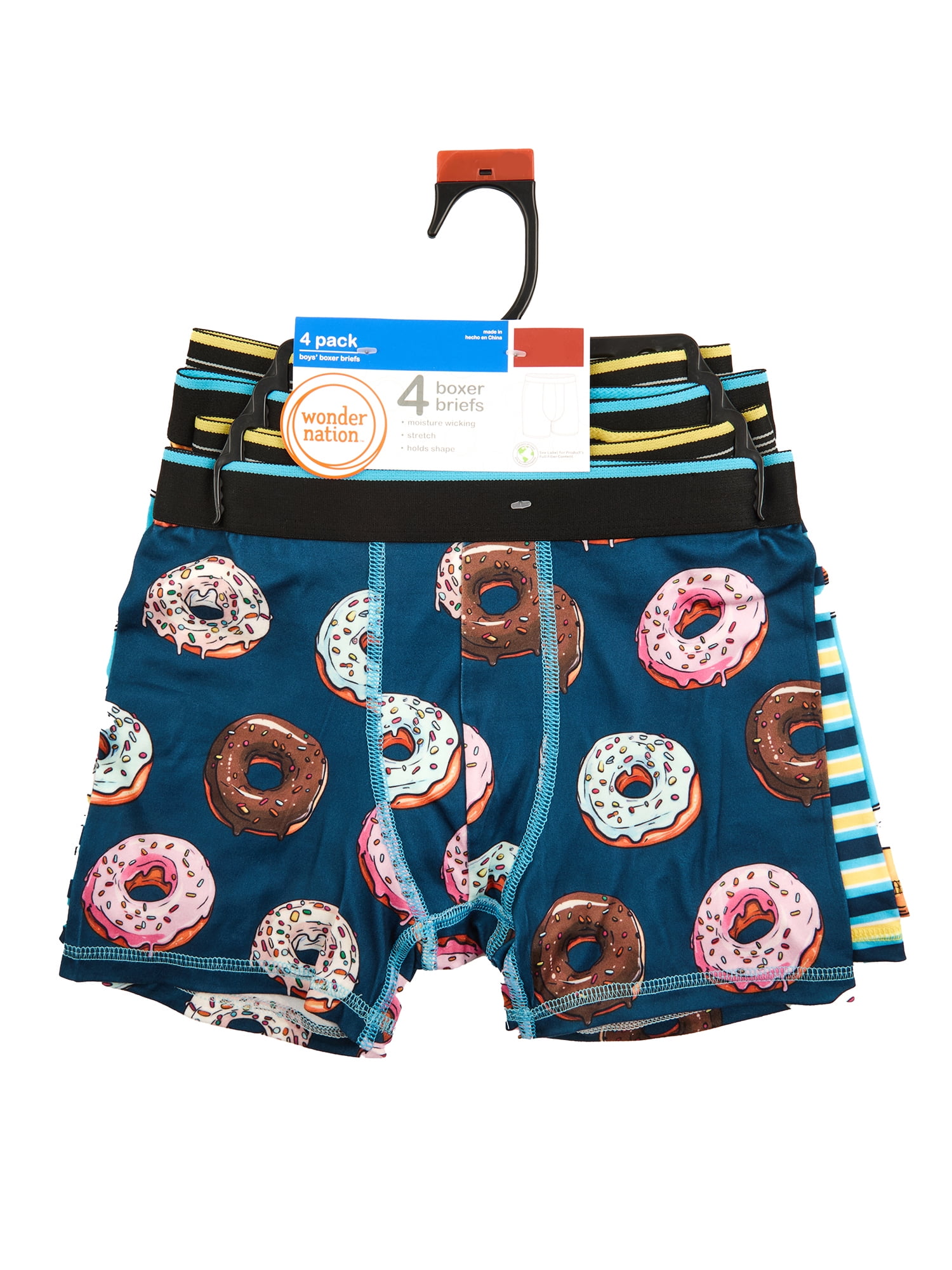 Wonder Nation Boys Boxer Brief Breakfast Underwear, 4-Pack, Sizes S-XL