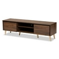 thumbnail image 2 of Baxton Studio Landen Mid-Century Modern Walnut Brown and Gold Finished Wood TV Stand, 2 of 9