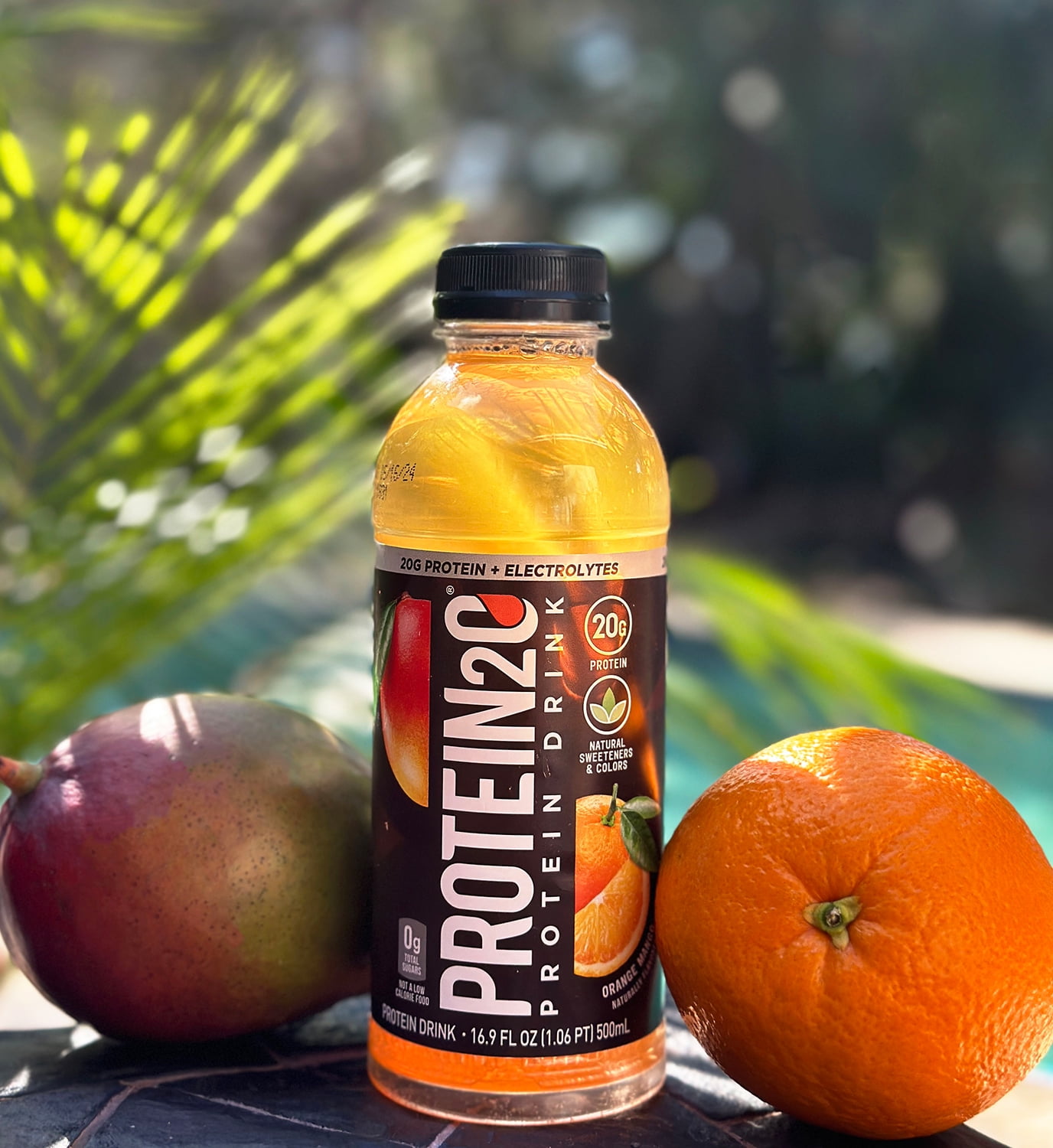 (4 pack) Protein2o 20g Whey Protein Isolate Hydration Liquid Drink, 350mg of Electrolytes, Vitamins B5 & B6, Sugar-Free, Orange Mango, 16.9 oz Bottle (Pack of 4)