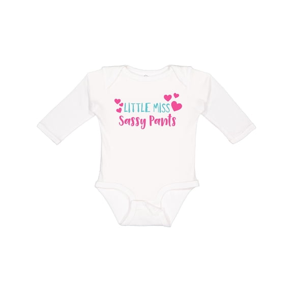 Inktastic Little Miss Sassy Pants, Sassy, Sassy Girl, Hearts Girls Long Sleeve Baby Bodysuit