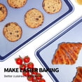 thumbnail image 4 of Quarter Sheet Pan, Baking Sheet, Cookie Sheets For Baking With Square Texture Pattern, Thicker Carbon Steel Non-Stick Baking Pan Tray, 4 of 8