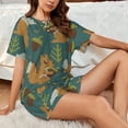 thumbnail image 4 of Fuzoiu Knitted Woodland Squirrel Print Women's Short-Sleeved Pajama Set,Lounge Sleepwear Set,Womens Pajama Sets 2 Piece,Button-Up Top and Shorts with Pockets-3X-Large, 4 of 7