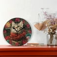 thumbnail image 2 of Wobogo Christmas Cat Wall Clock 10in Silent Mechanism Battery Operated Retro Style for Living Room Bedroom and Kitchen Black Pointer, 2 of 10