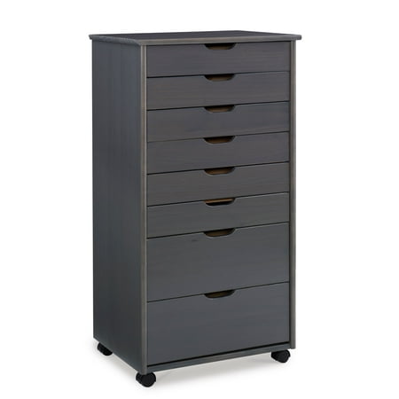 Cary 8 Drawer Rolling Storage Cart Gray - Linon