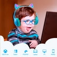 thumbnail image 3 of Olyre Cat Ear Kids Headphones Wired with Microphone,Safe 85db Volume Limited Children Headphones with RGB Dynamic Lighting and Share Function for Boys Girls for Kids Tablet Laptop Blue, 3 of 7