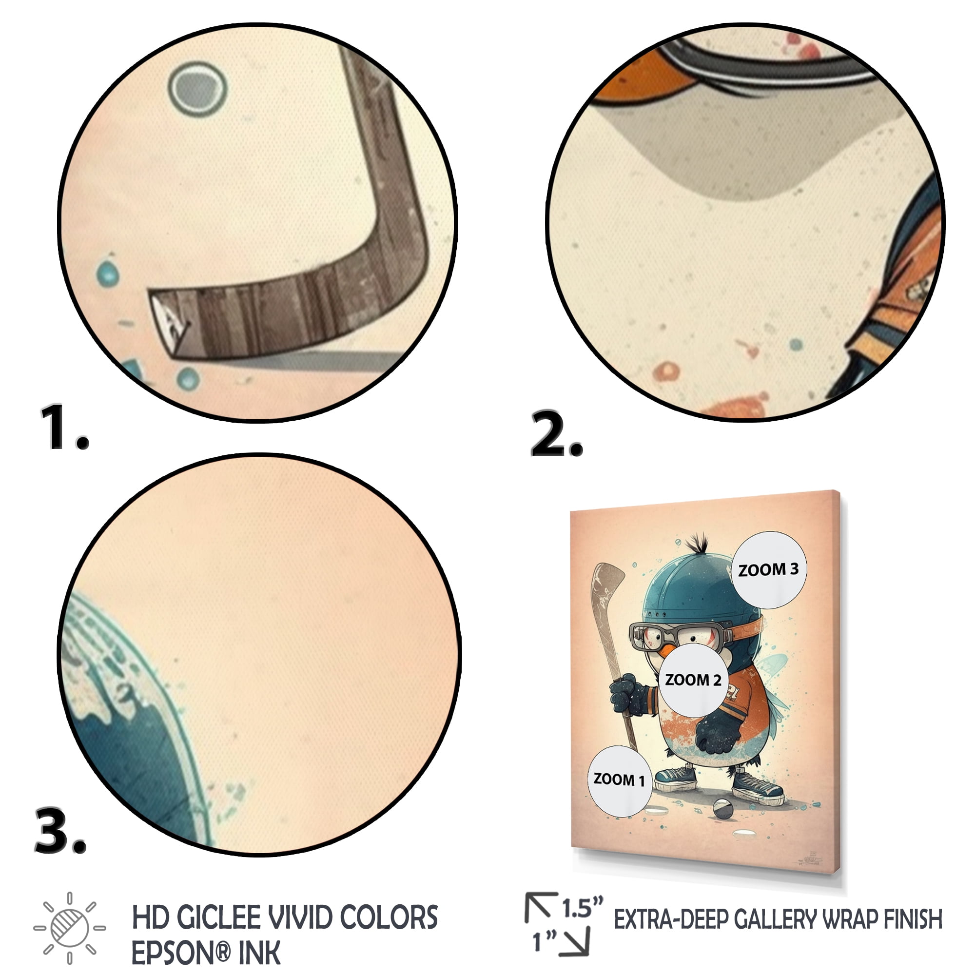 Designart Anime Hockey Penguin Canvas Wall Art