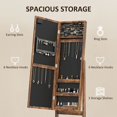 thumbnail image 3 of Free Standing Jewelry Armoire Organizer with 16 LED Lights, Rustic Brown MDF Full Length Mirror Cabinet, 3-Level Adjustable Angle Storage for Bedroom and Dressing Room, 53.5"H, 3 of 7