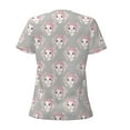 thumbnail image 3 of Goofa Beautiful Rabbit1 Pattern Womens Deep V Neck Low Cut Tops Casual Summer Short Sleeve Ribbed Knit T-Shirts-Small, 3 of 5