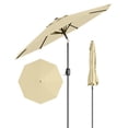 thumbnail image 1 of Parasol de Patio Extérieur Robuste de 9 Pi avec Protection Solaire - 8 Baleines Robustes, Manivelle et Inclinaison à Bouton-Poussoir, Pare-Soleil de Marché Imperméable pour Jardin, Terrasse, Piscine, Cour, Assemblage Facile - Beige, 1 of 7