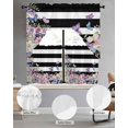 thumbnail image 2 of Pink Flowers Swag Curtains for Living Room/Bedroom Windows, Spring Floral Watercolor Botanical Farmhouse Striped Kitchen Curtains and Valances Set 36 Inch Length, Swags Valance Curtain Panels, 2 of 5