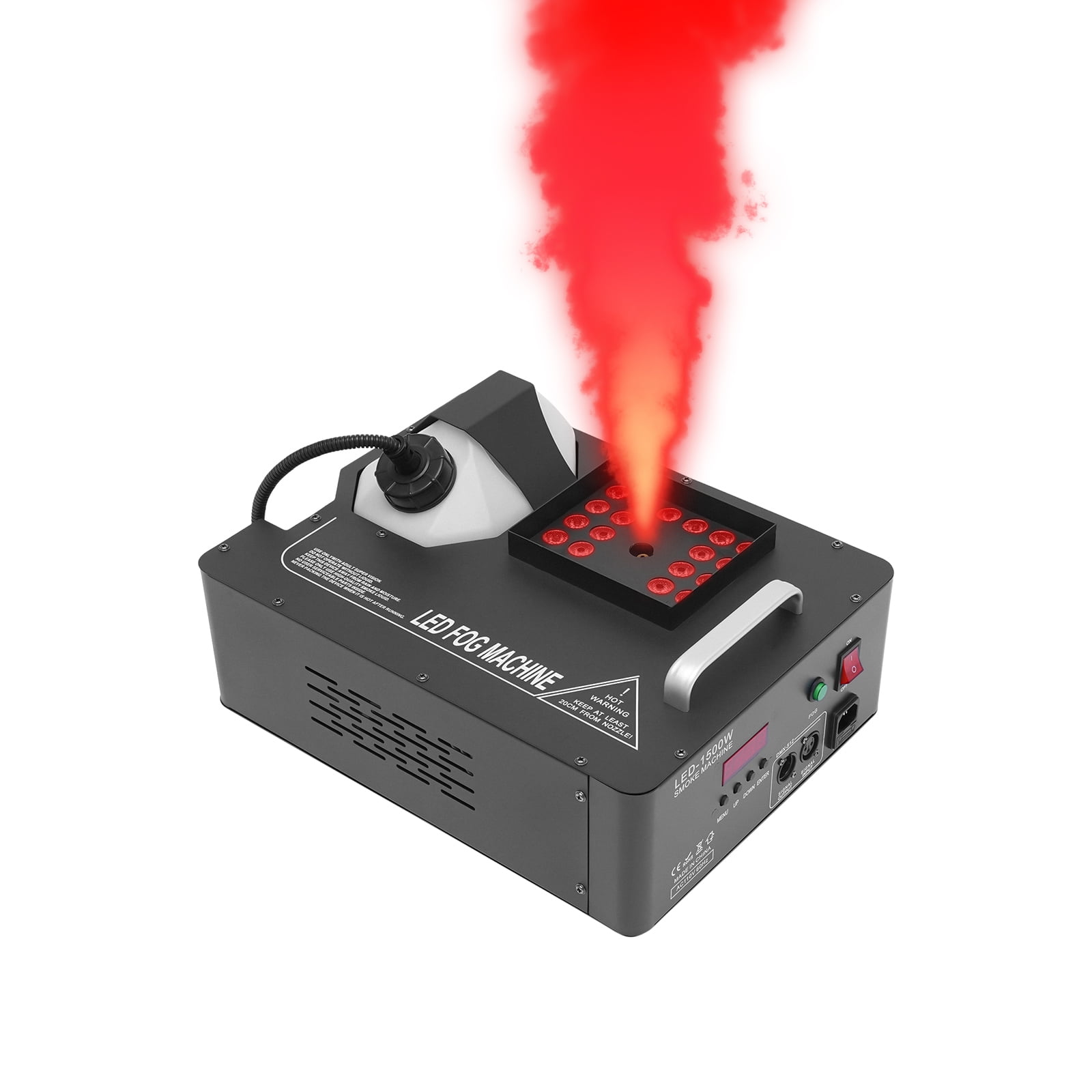 1500W Fog Smoke Machine, 24 LED 3-In-1 Vertical Upspray Fogger with Wireless Remote Controller for Creating A Boisterous Atmosphere of Wildness.