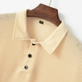 thumbnail image 5 of JTieacloth Button Casual Tee Collared Male's Shirt Button Up Turn Down Lapel Short Sleeve Solid Color Sports Shirt Yellow M, 5 of 6