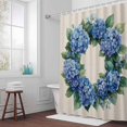 thumbnail image 5 of Blue Hydrangea Wreath Fabric Shower Curtain Linen Background Washable Shower Curtains for Bathroom, Waterproof Bath Curtain with Hooks Home Decor 72x72in, 5 of 8