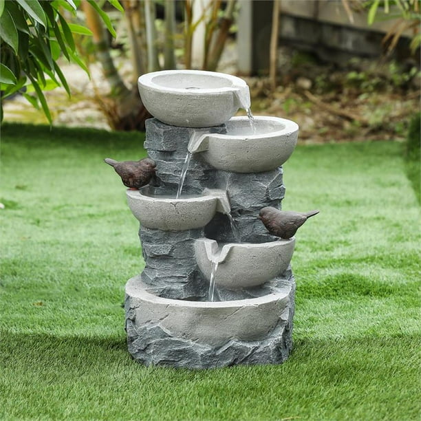 Polyresin Tiered Pots Outdoor Fountain