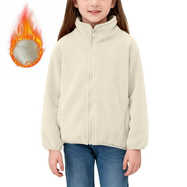 Chaquetas y abrigos casuales de manga larga sin capucha para niños, chaqueta de manga larga con cremallera de color sólido, chaqueta cálida informal de tamaño mediano para niños, blusa de poliéster pa