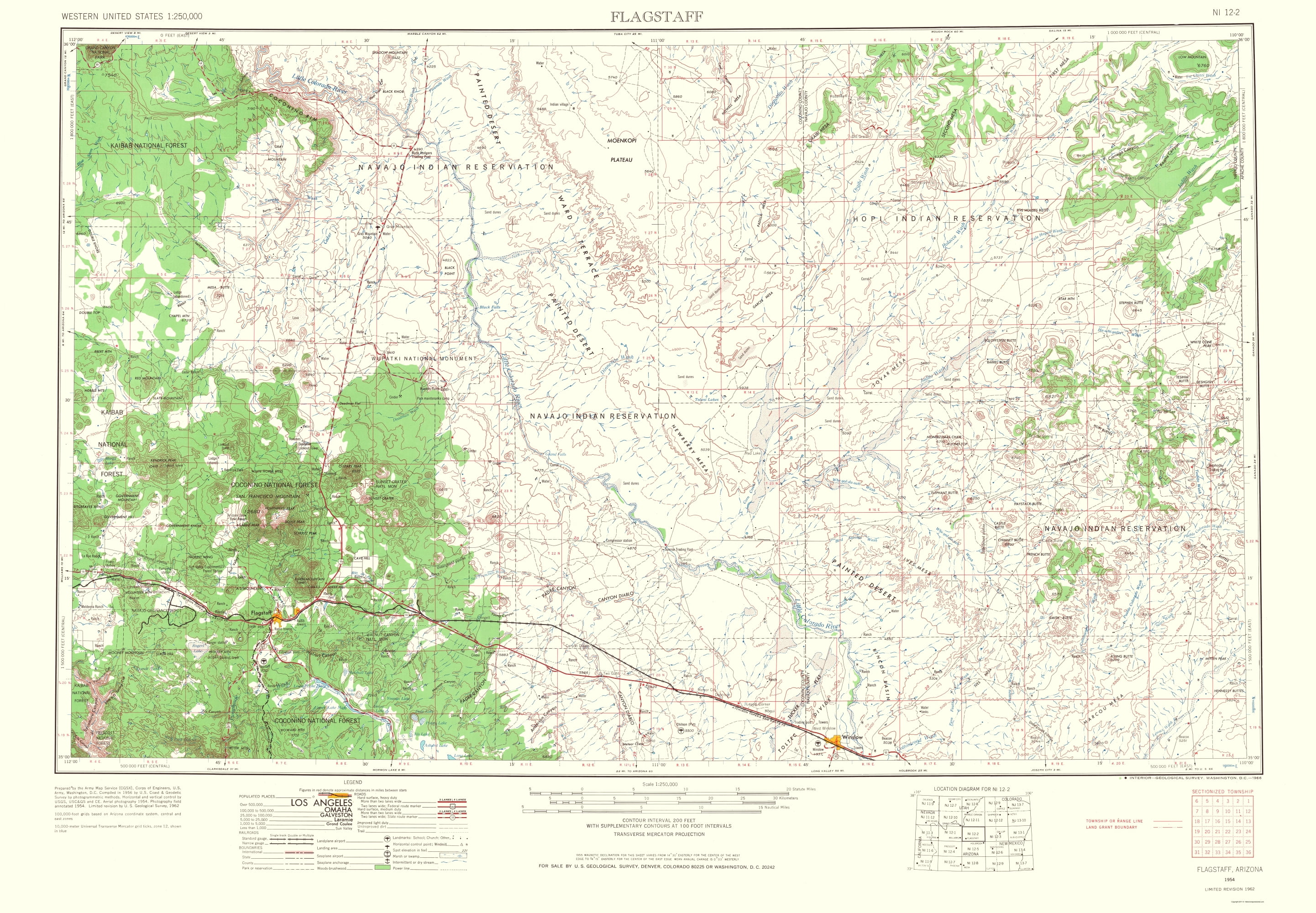 Topo Map Flagstaff Arizona Sheet USGS 1966 23.00 x 33.16 Glossy