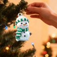 thumbnail image 4 of 1Pcs Cute Snowman Christmas Ornaments, Acrylic Hanging Decor with Striped Knit Hat & Scarf for Xmas Tree(Green), 4 of 4