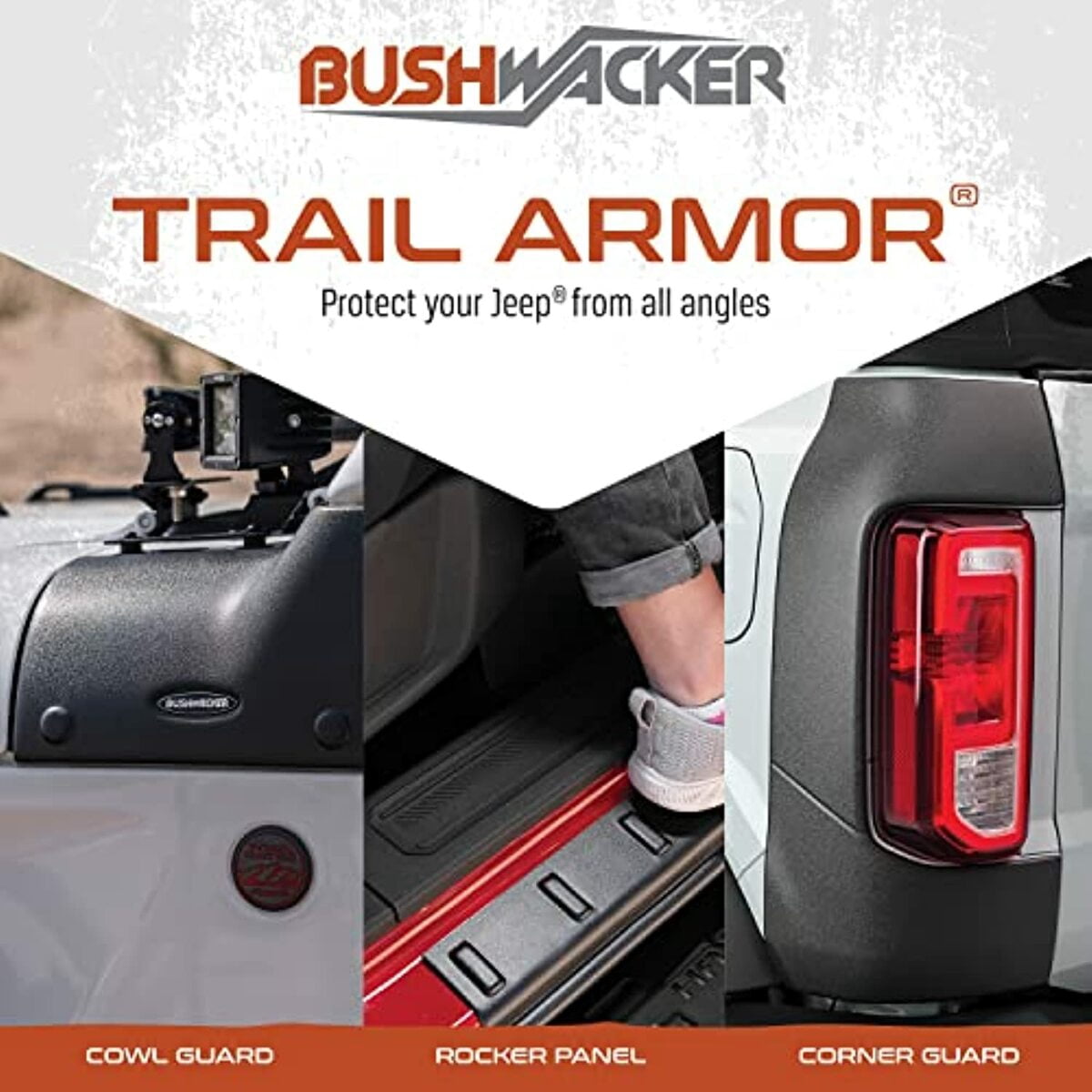 Bushwacker 14093 Trail Armor Hood Stone Guard Black Textured Finish, 1-Piece for 2018-2021 Jeep Wrangler JL, 2 and 4-Door