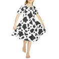 thumbnail image 2 of Suhoaziia Cow Print Twirl Bodysuit Dress Baby Round Neck Stretchy Twirly Skater Dress for Playing Outdoor,Midi Length Aesthetic Toddler Girls Dress Up Size 7Y-8Y, 2 of 5