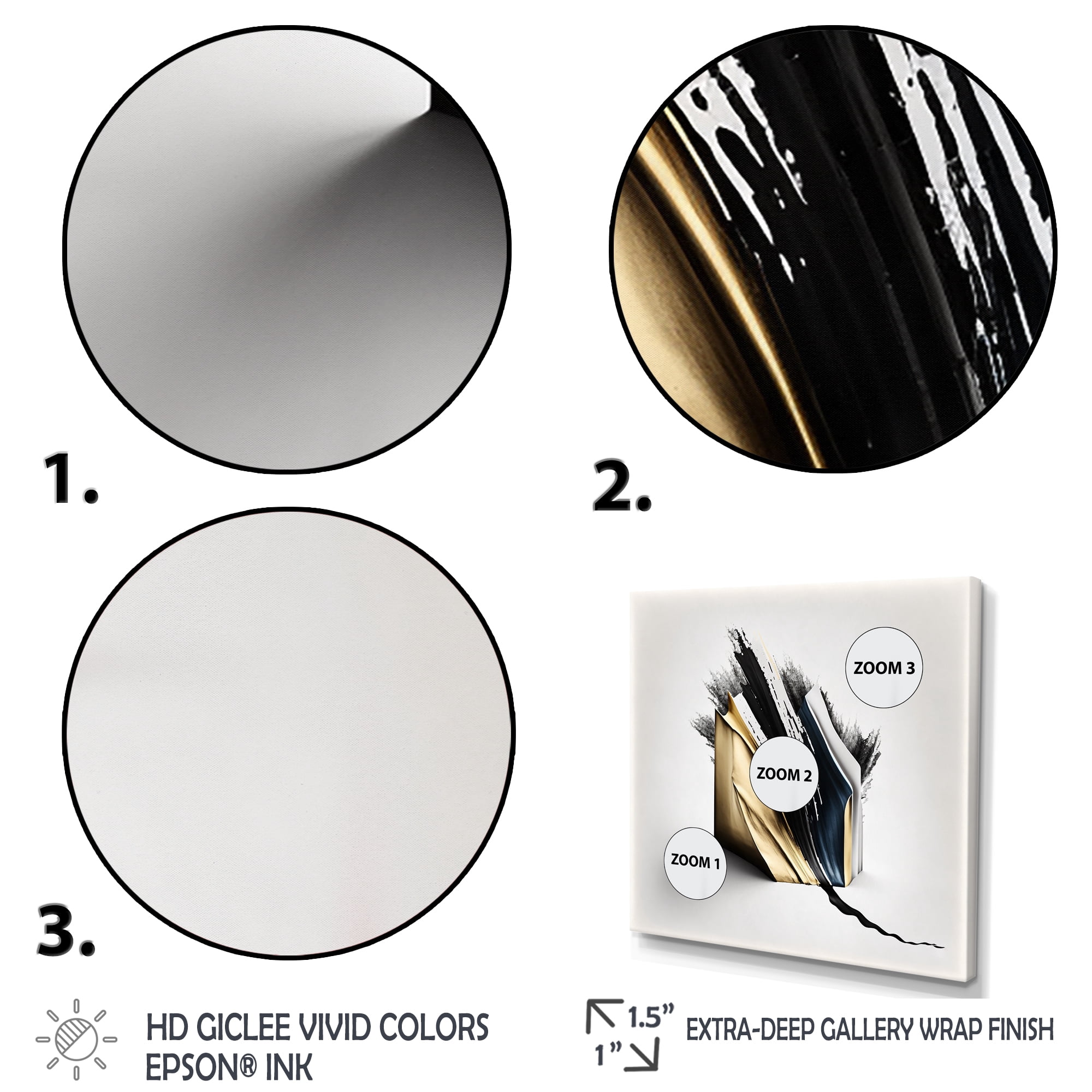 Designart Black And Gold Cubic Expression VI Canvas Wall Art