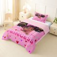 thumbnail image 2 of Castle Fairy Black Cute Princess Twin Comforter Sets 2pcs,Polka Dot Bow Art Bedding Set,Pink,Pink Reversible,1 Comforter and 1 Pillowcase, 2 of 6