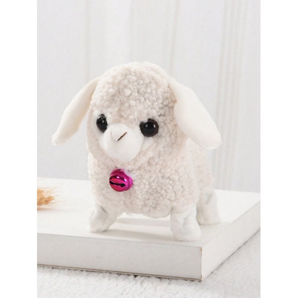 Plush Electric Sheep With Realistic Sound, Made Of Fur And Movement, Available In White, Pink And Yellow, Equipped With Walking Bell, Product Size: 18