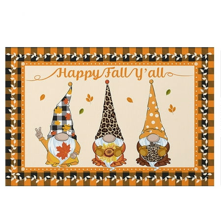 

YMILEMY Set of 4 Kitchen Placemat Thanksgiving Tableware Mat Gnome Decorative Table Mats Cotton Linen Drink Coasters Home Decoration