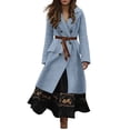 thumbnail image 2 of Niaviben Wool Coat Long Peacoat Women Plus Size Wool Coats for Women Jackets Women Womens Wool Pea Coat Sports Jackets for Women Longline Coat Light Blue XL, 2 of 6
