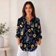 thumbnail image 5 of Nyfairy Plus Size Women's Floral Embossed Print Long Sleeve Button Down Casual Shirt, 5 of 5