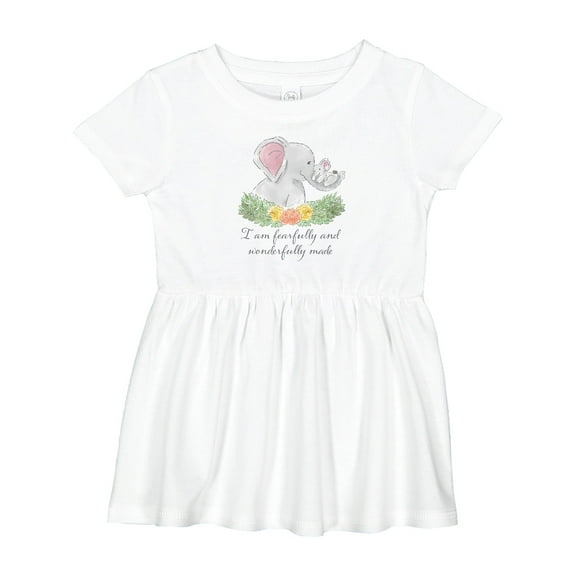 Inktastic I Am Fearfully and Wonderfully Made Cute Elephants Girls Baby Dress