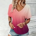 thumbnail image 2 of bnaln Summer Tops for Women Sale V Neck Short Sleeve Shirts Gradient Printed Casual T-Shirts Dressy Blouses Cute Tunic Tops Loose Comfy Pullover Lightweight Blouse Plain Tees Shirt, 2 of 8