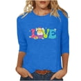 thumbnail image 2 of Xihbxyly Hauts Décontractés pour Femmes T-shirt Imprimé Col Rond de Pâques Manches 3/4 Col Rond Chandail Tendance à Petit Prix, 2 of 5
