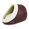 thumbnail image 1 of SUSSEXHOME Pets 13.8 x 17.7 x 13.8 Inches Washable Dog Bed for Small Dogs - Cozy Pet Tent Design Plush Dog Cave Bed - Semi Covered Hooded Cat Bed - BURGUNDY, 1 of 7