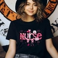 thumbnail image 3 of Nurse Graphic T-Shirt | Pink Bow and Heart Medical Icons Tee, White, Size S, 3 of 6