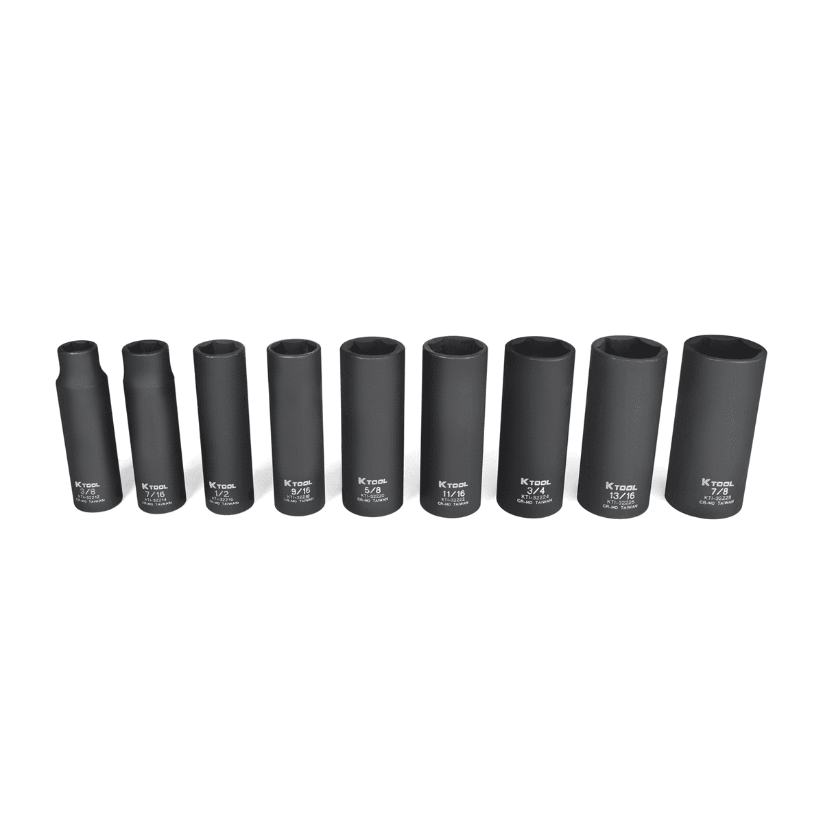 K Tool International Socket Set Impact SAE 6 pt. Deep 1/2 in. Dr 12 Pieces