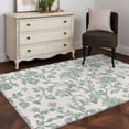 thumbnail image 4 of Turquoise Farmhouse Living Room Rug 4x6 Washable Area Rug for Bedroom, Non-Slip Dining Room Rugs Vintage Flower Leaf Botanical Plant Indoor Carpet for Kitchen Entryway Office Nursery Laundry, 4 of 9
