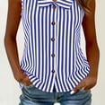 thumbnail image 3 of Dvprdro Womens Cotton Striped Top Collared Sleeveless Button Front Loose Fit Summer Casual Shirt, 3 of 8