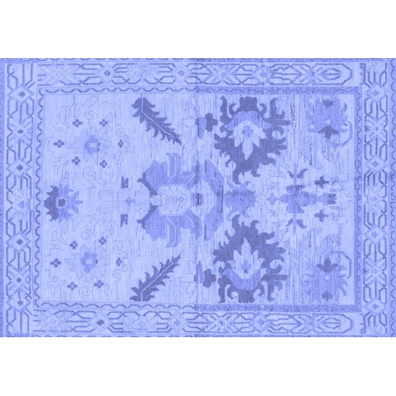 Ahgly Company Machine Washable Indoor Rectangle Oriental Blue Traditional Area Rugs, 8' x 10'
