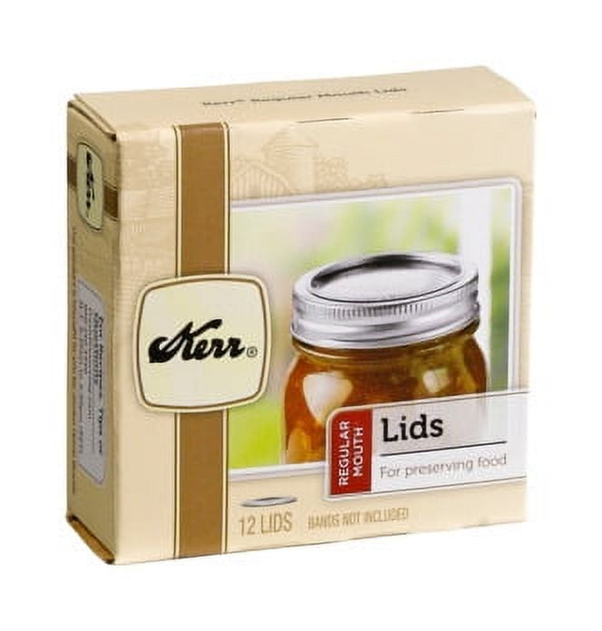 Kerr Canning Lids, Regular Mouth Mason Jar Lids without Bands, 12 Count