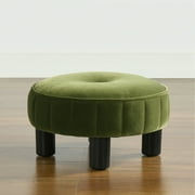 Jennifer Taylor Home Riley 16 Round Footstool Ottoman Olive Green Velvet