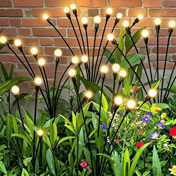 YAKii Solar Garden Lights Outdoor Waterproof, 4 Packs 32LED Firefly Swaying Light,Upgraded Outdoor Decor Lights for Yard Patio Pathway Lawn, Unique Gifts for Women Christmas Decoration,Warm White